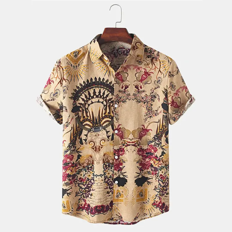 Men's Printed Short Sleeve Hawaiian Shirt White 2024 — feature 25