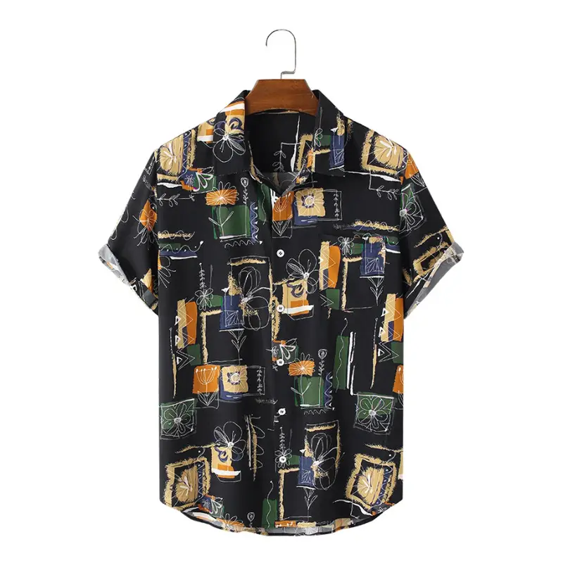 Men's Printed Short Sleeve Hawaiian Shirt White 2024 — feature 27