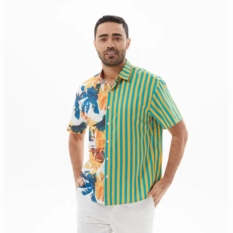 Men's Printed Short Sleeve Hawaiian Shirt White 2024 — feature 5