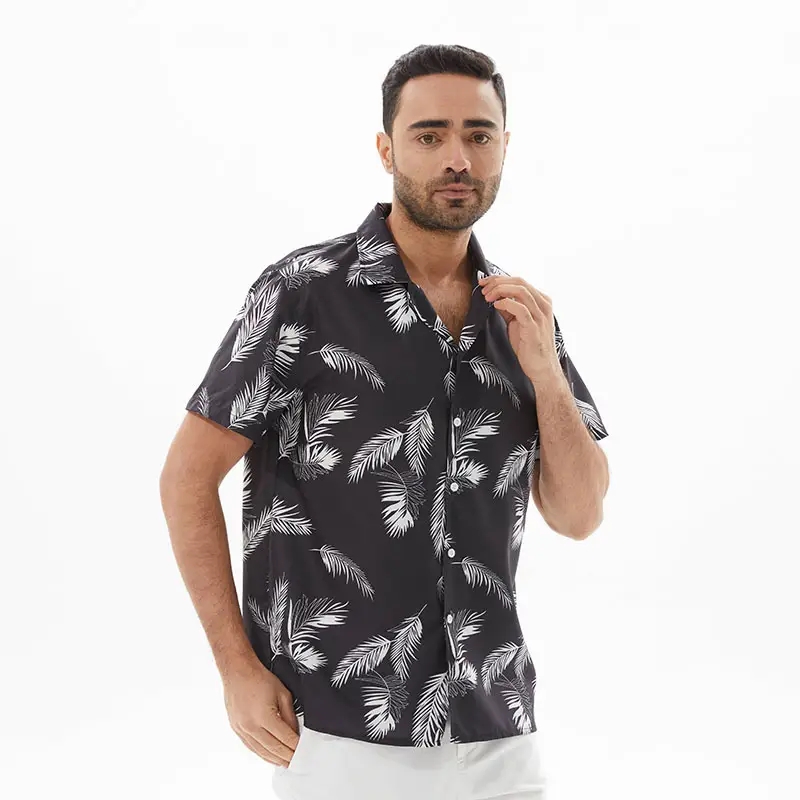 Men's Printed Short Sleeve Hawaiian Shirt White 2024 — feature 7