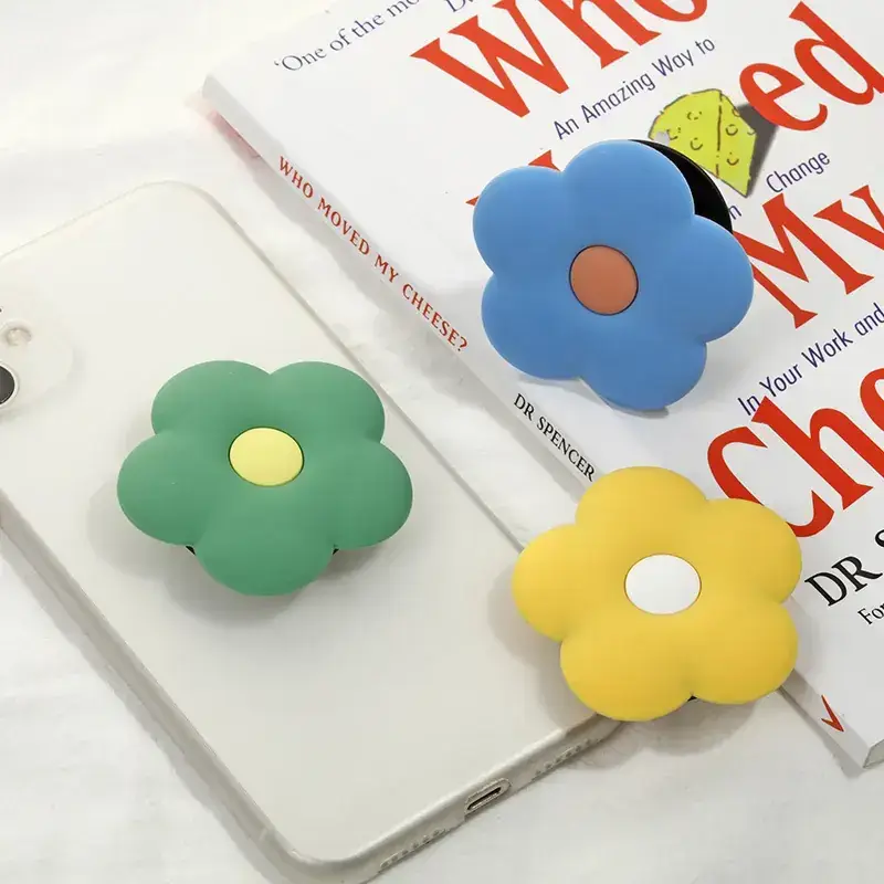 Green Flower Mobile Phone Bracket with Yellow Center