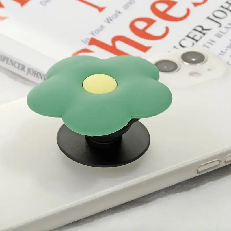 Green Flower Mobile Phone Bracket with Yellow Center