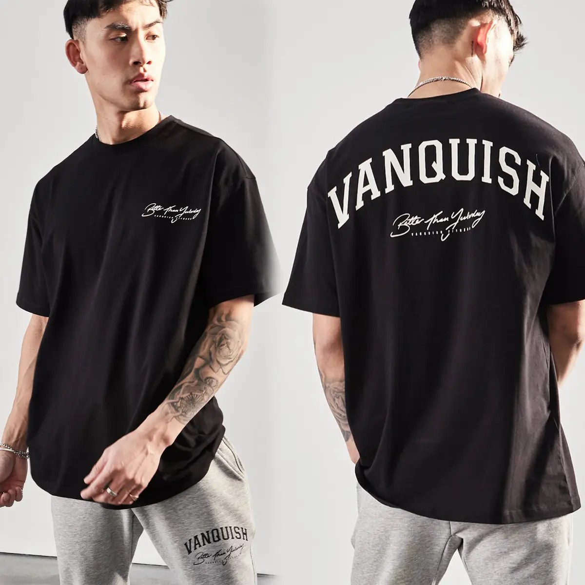 Men Black Muscle Fitness T-Shirt Short Sleeve Running Wear - Image 3