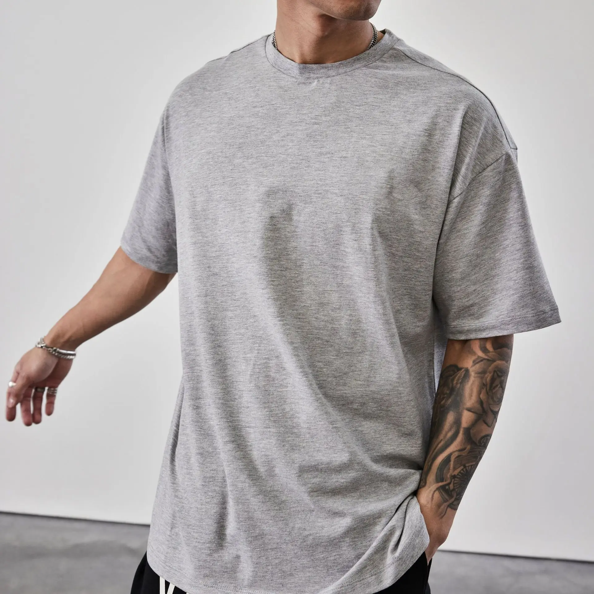 Men Black Muscle Fitness T-Shirt Short Sleeve Running Wear - Image 6