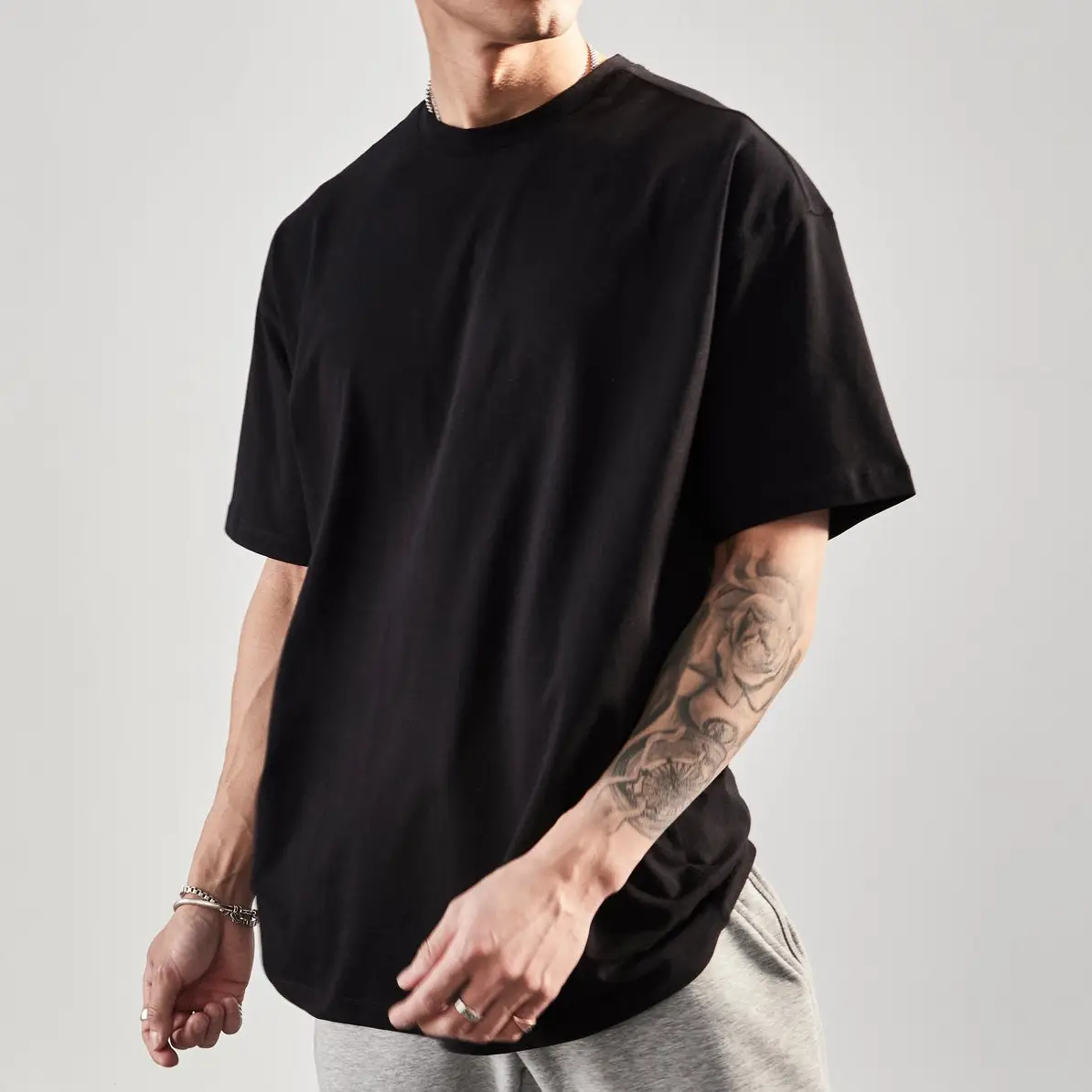 Men Black Muscle Fitness T-Shirt Short Sleeve Running Wear - Image 7