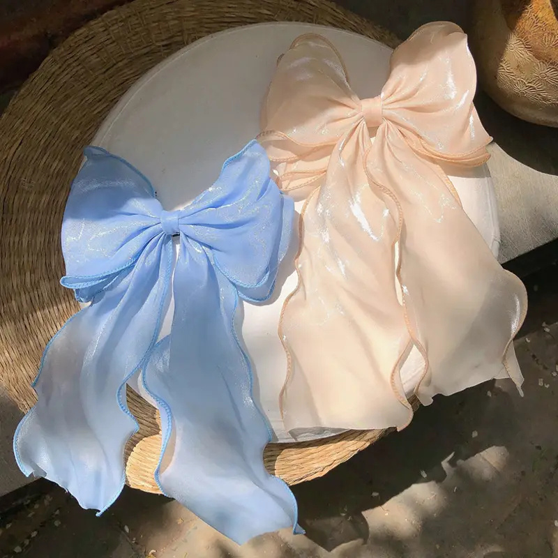 Mermaid Blue Hairpin Big Bow Top Clip Back - Image 3