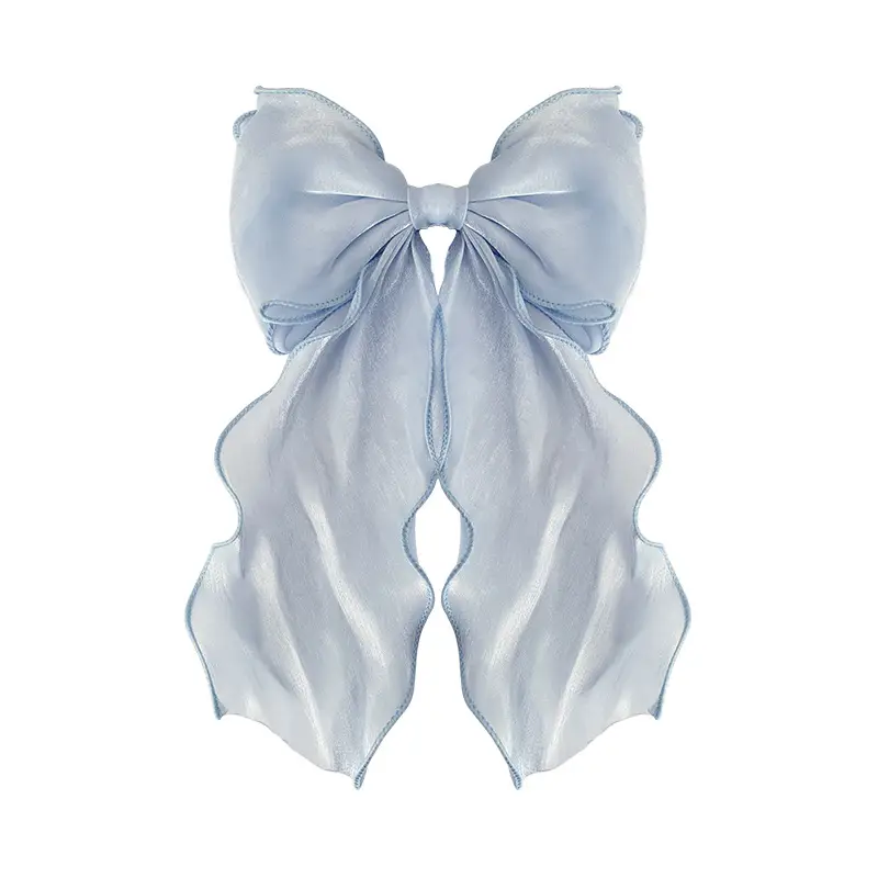 Mermaid Blue Hairpin Big Bow Top Clip Back - Image 5