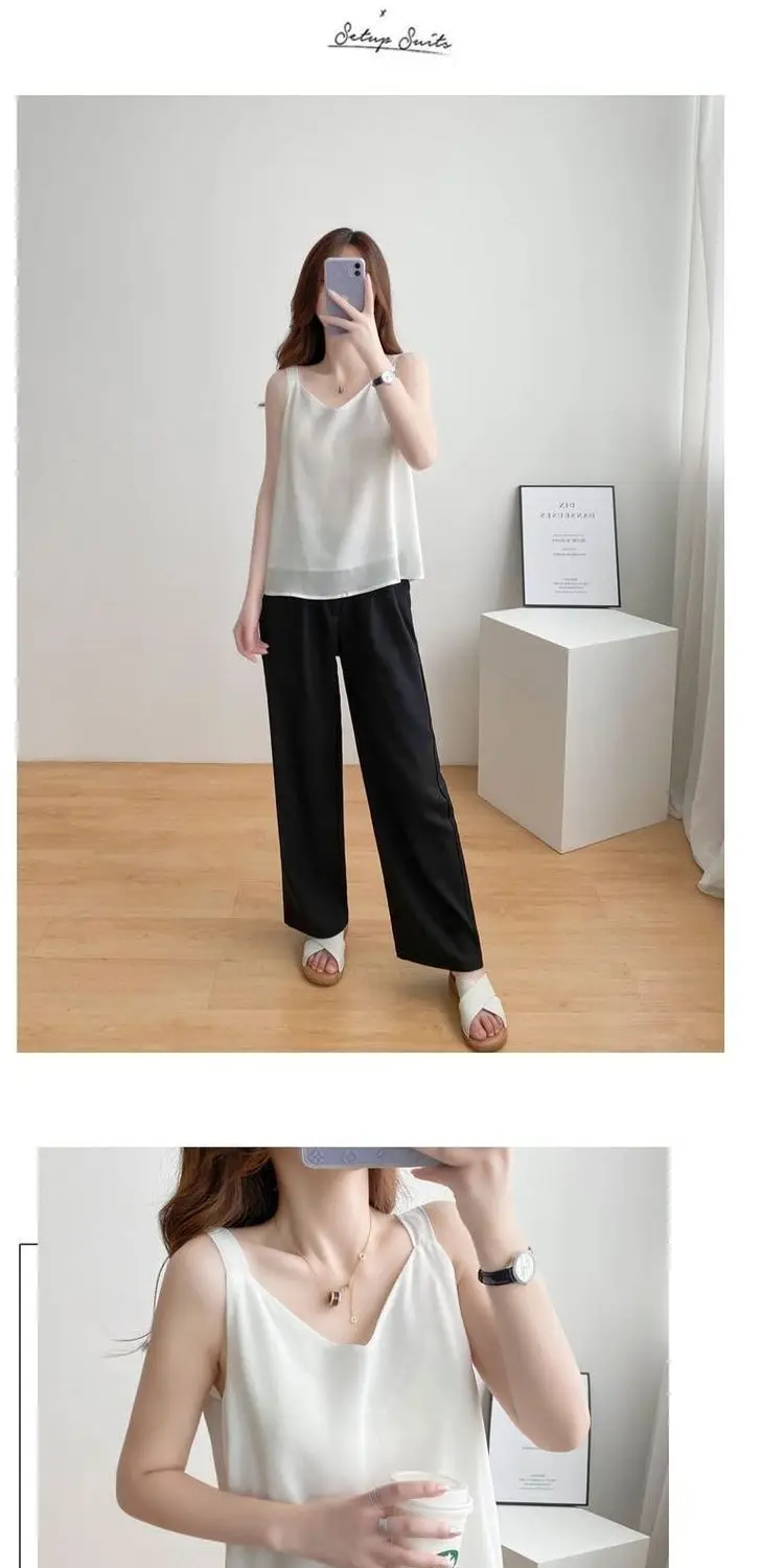 Plus Size Chiffon V-Neck Loose Pants Set — feature 16