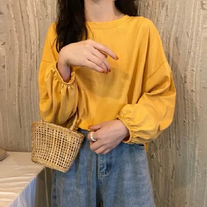 Women's New Spring and Autumn Base Shirt with Lantern Sleeve - Image 3