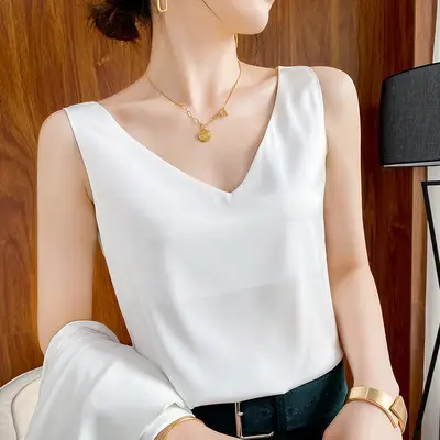 White front and rear V-neck