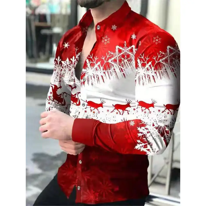 Purple 3D Printed Lapel Shirt for Men Large Size — feature 13