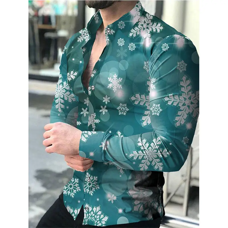 Purple 3D Printed Lapel Shirt for Men Large Size - Image 22