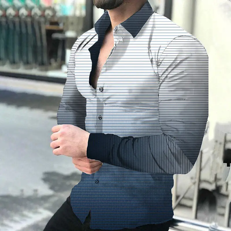 Purple 3D Printed Lapel Shirt for Men Large Size — feature 12