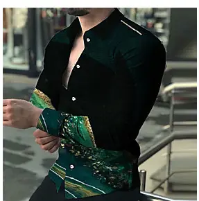 Purple 3D Printed Lapel Shirt for Men Large Size - Image 7