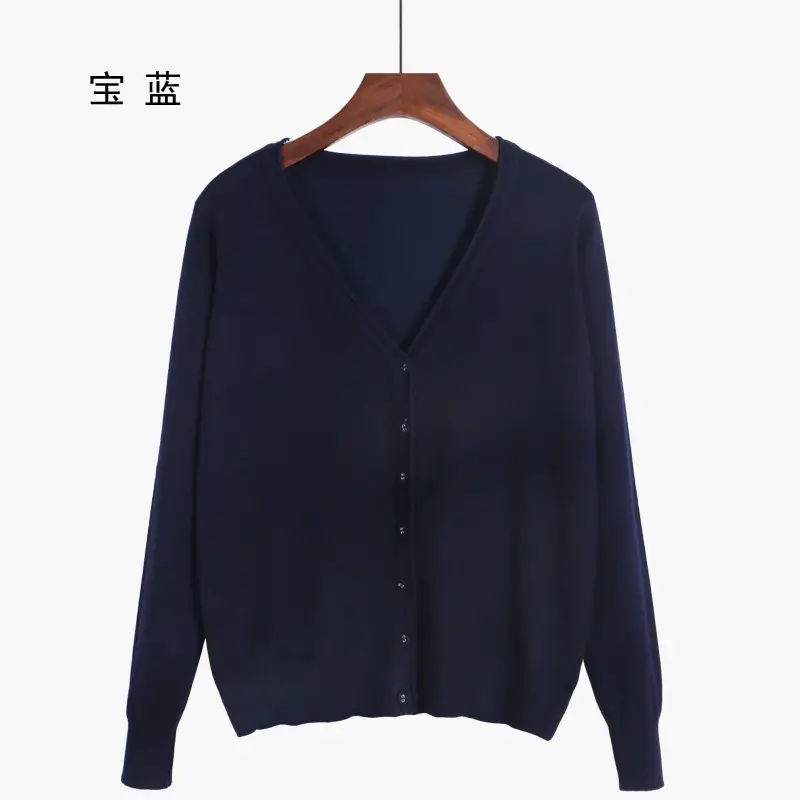 Women V-Neck Cardigan Grey Large - Image 10