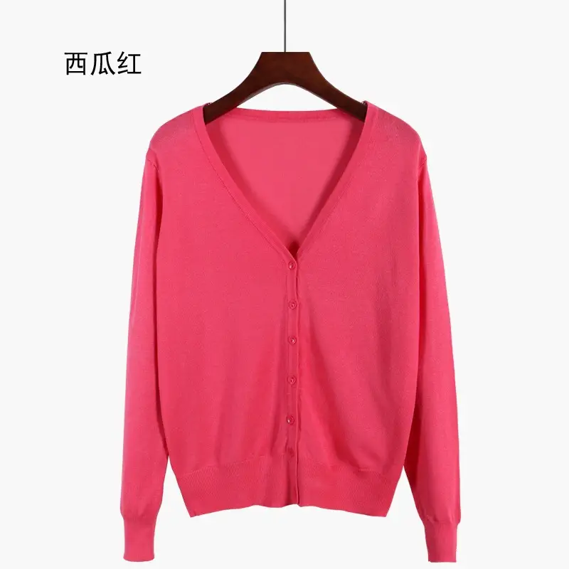 Women V-Neck Cardigan Grey Large - Image 15