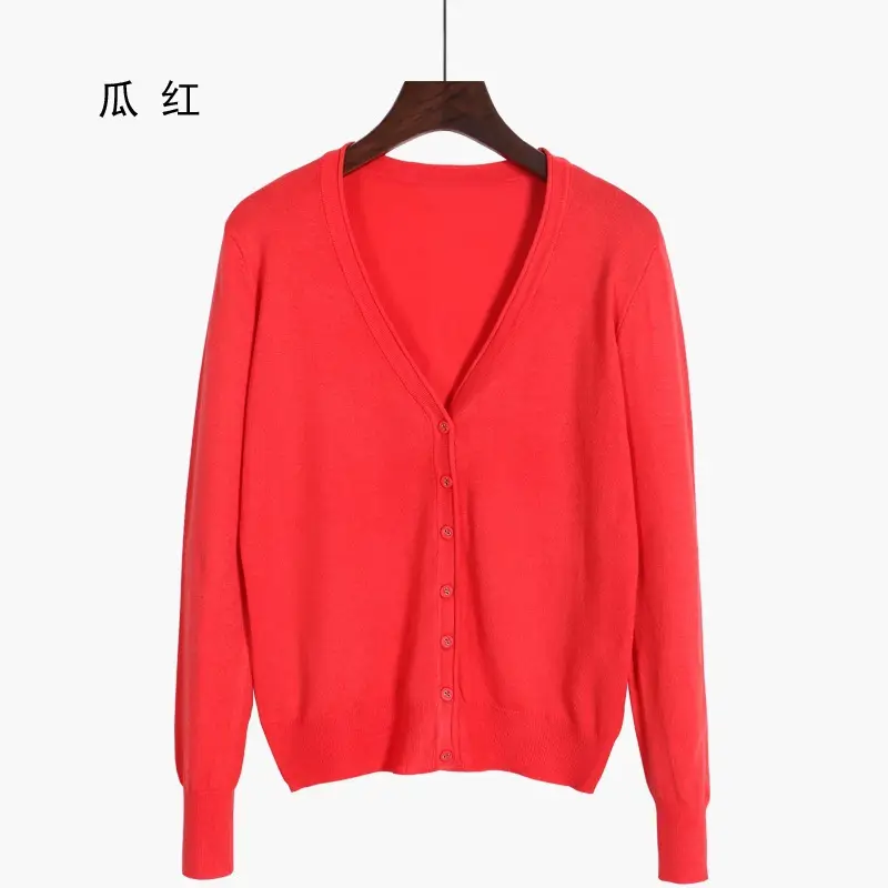 Women V-Neck Cardigan Grey Large - Image 16