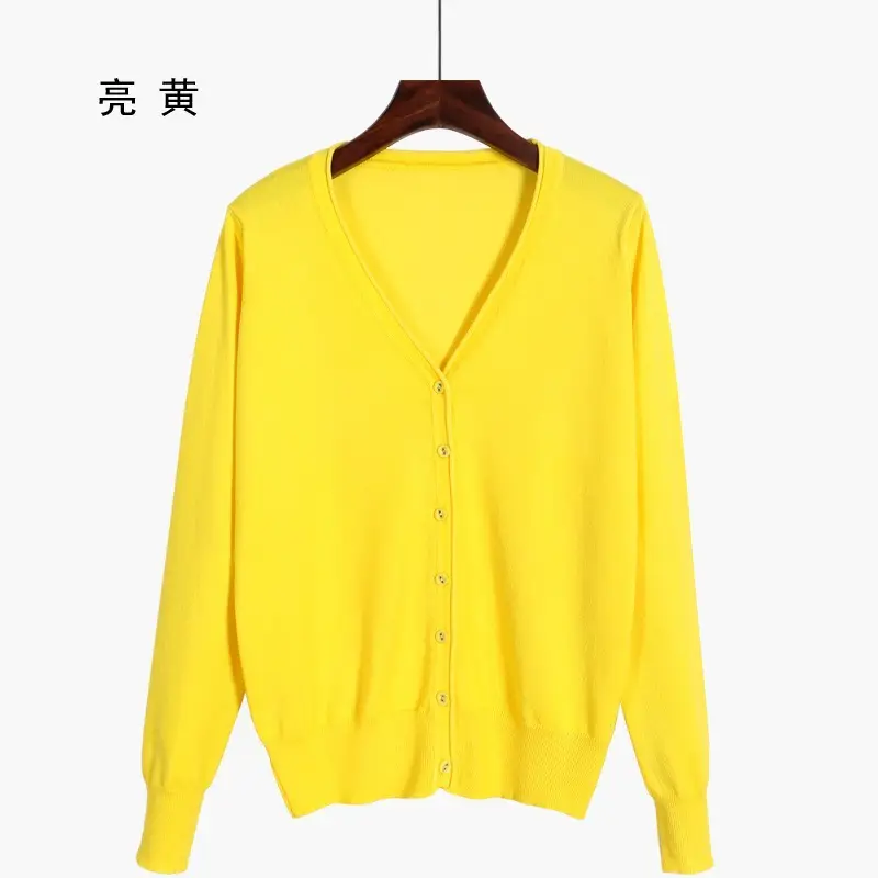 Women V-Neck Cardigan Grey Large - Image 7