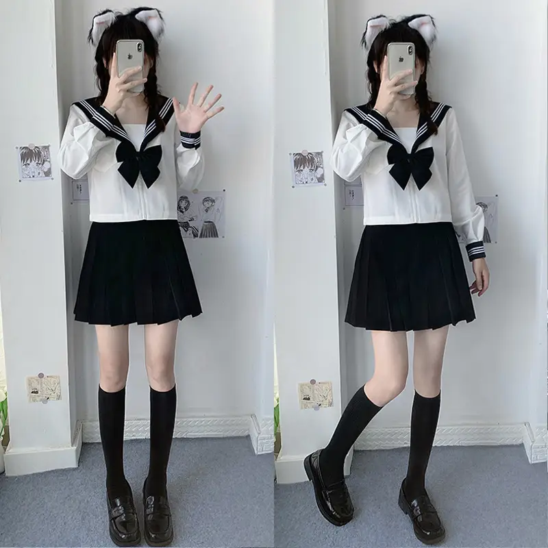Japanese Orthodox JK Sailor Suit Dress Suit Black Long Sleeve - Image 14
