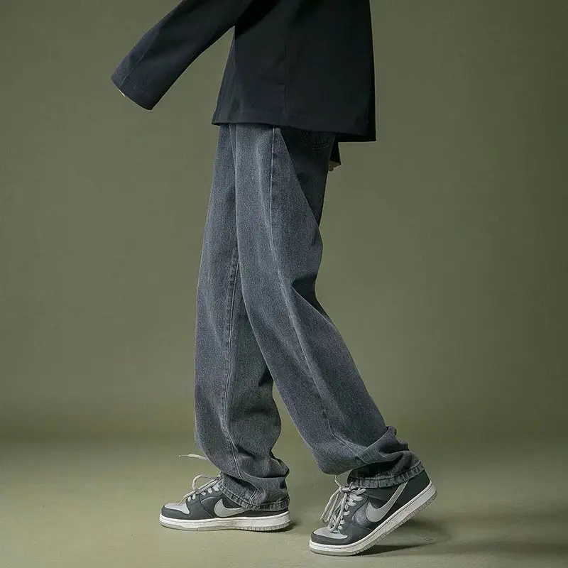 Men's Dark Blue Loose Straight Wide Leg Pants 2022 - Image 10