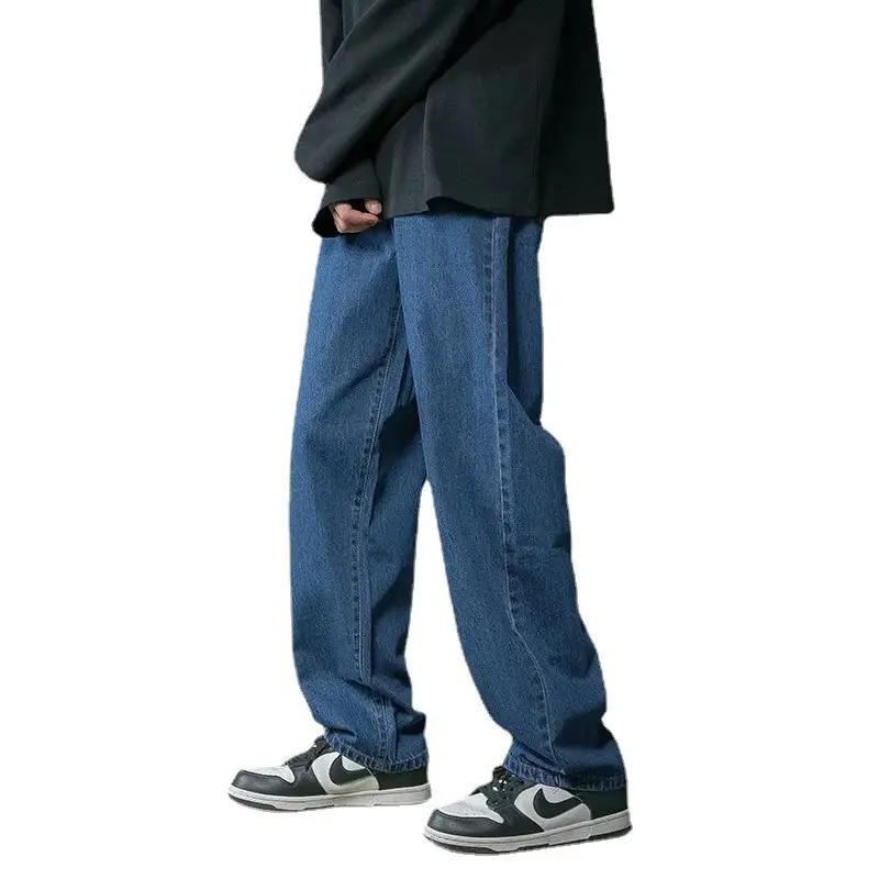 Men's Dark Blue Loose Straight Wide Leg Pants 2022 - Image 11