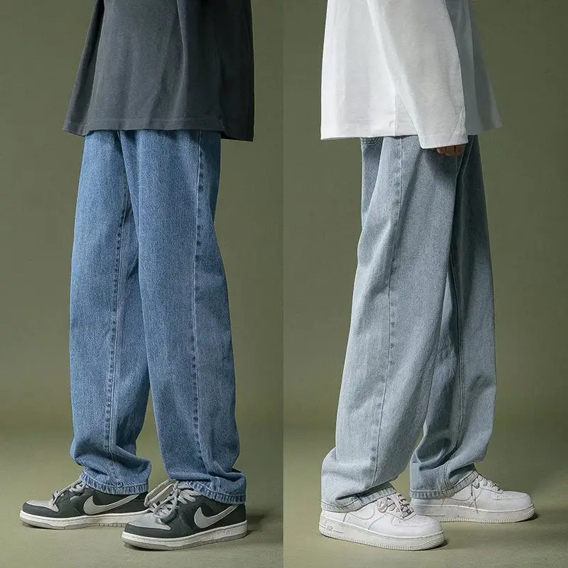 Men's Dark Blue Loose Straight Wide Leg Pants 2022 — feature 12
