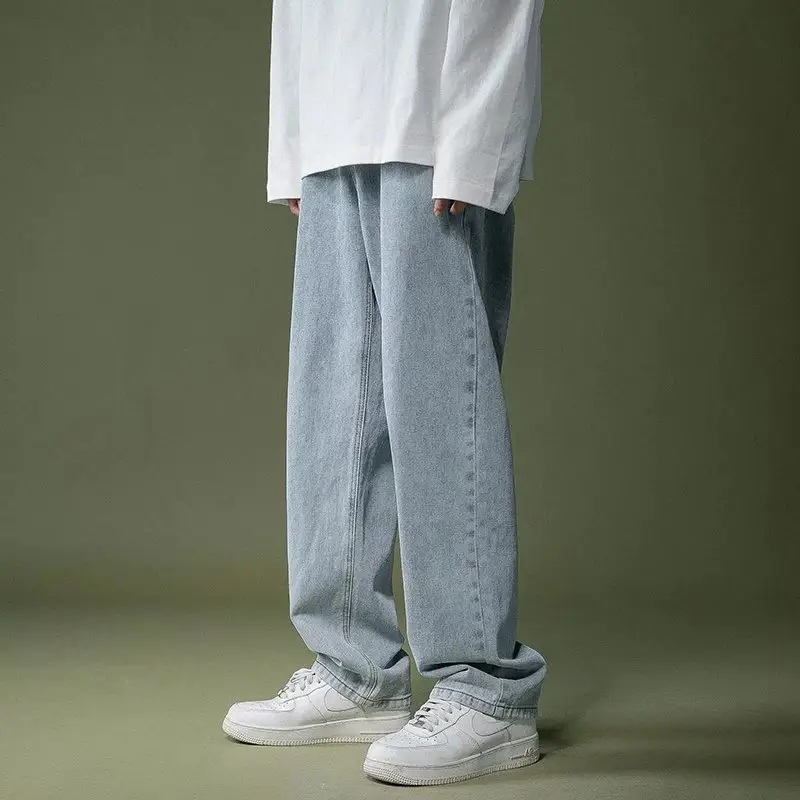 Men's Dark Blue Loose Straight Wide Leg Pants 2022 — feature 2