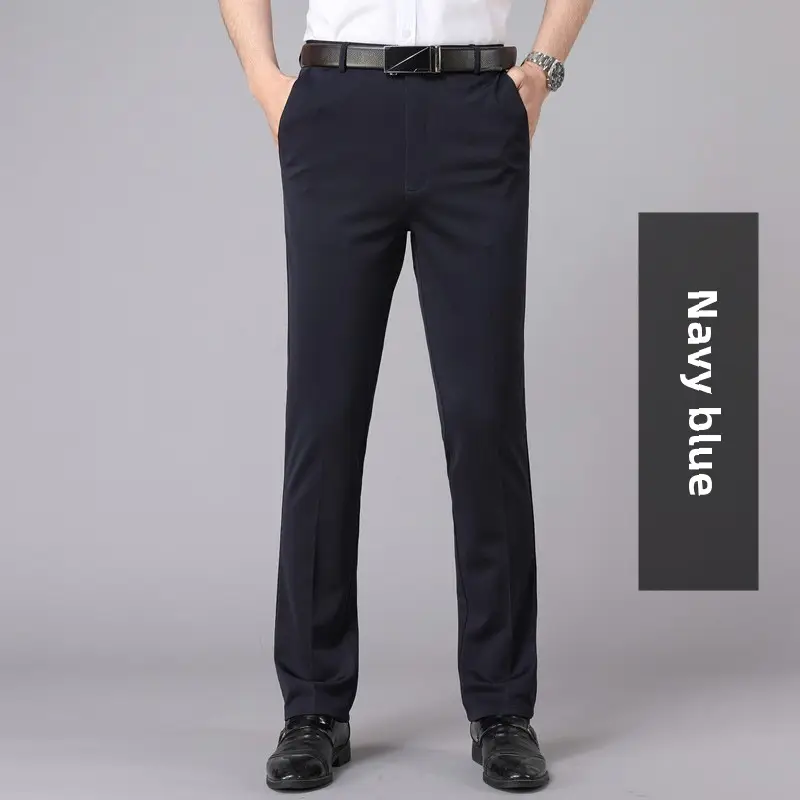 Men's Black Elastic Waist Business Pants Ice Silk Stretch - Image 18