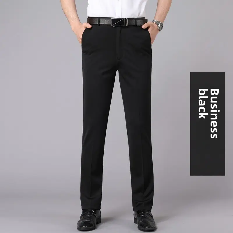 Men's Black Elastic Waist Business Pants Ice Silk Stretch - Image 8