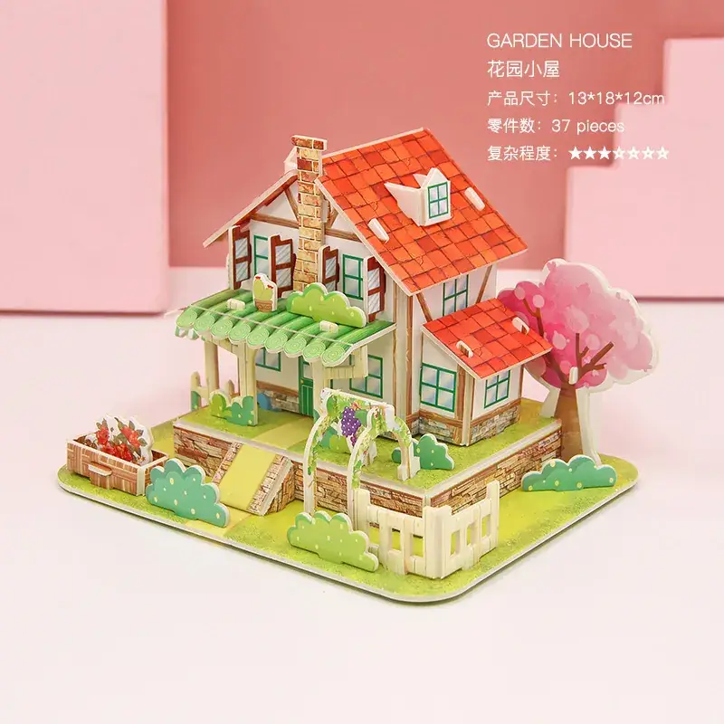3D Wooden House Puzzle for Boys Girls Educational Toy - Image 12