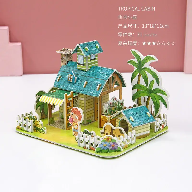 3D Wooden House Puzzle for Boys Girls Educational Toy - Image 24