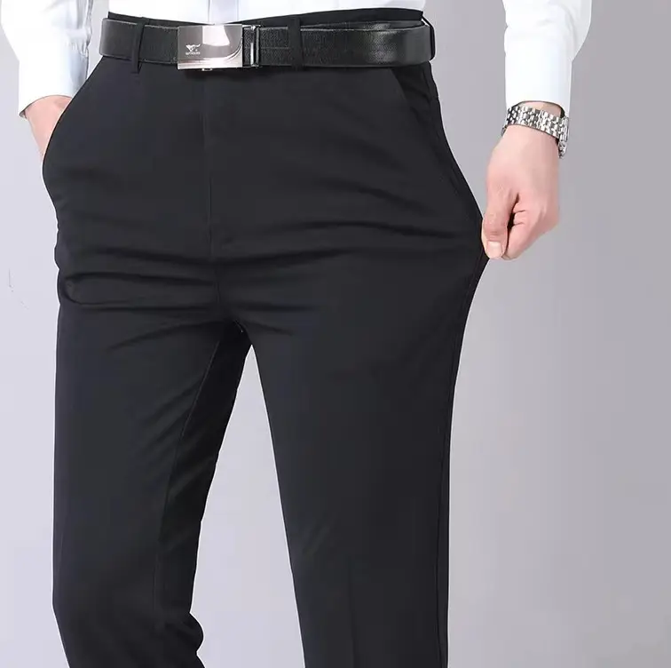 Men's Navy Blue Stretch Ice Silk Pants - Image 72