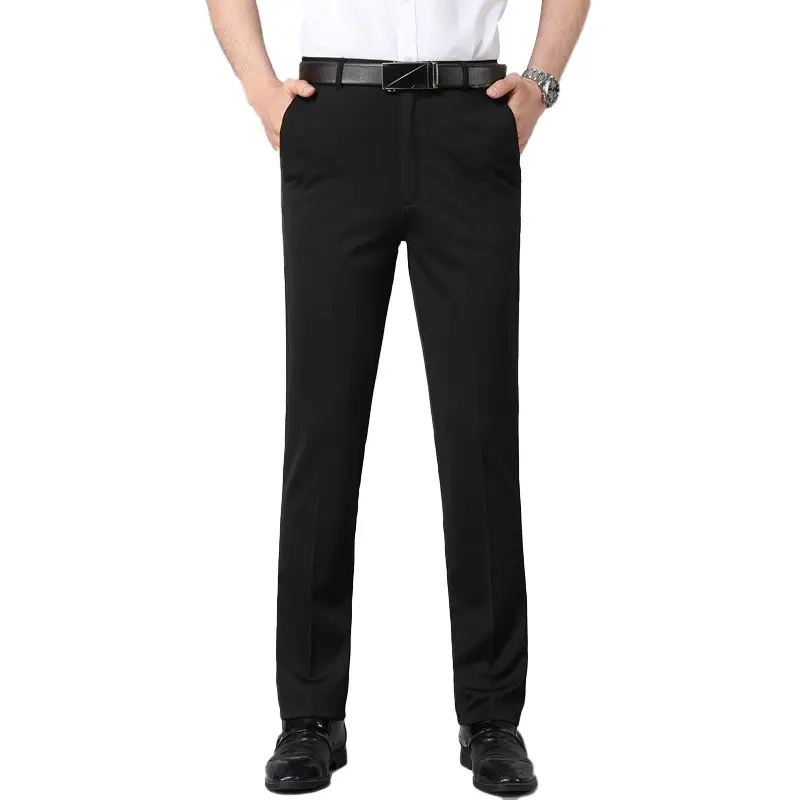Men's Navy Blue Stretch Ice Silk Pants - Image 75