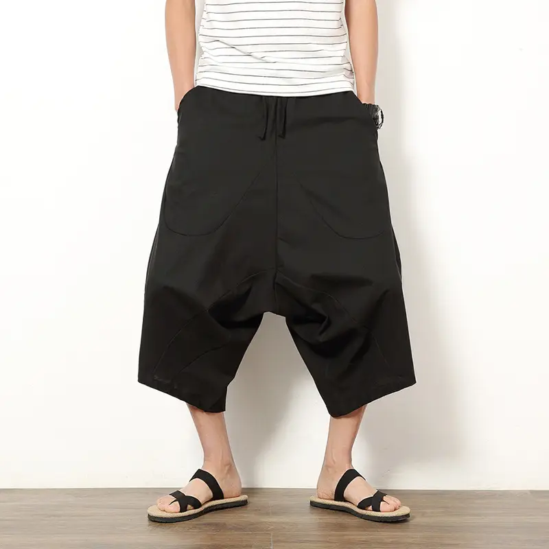 Thailand lantern pants men's summer wide leg cropped pants - Image 3