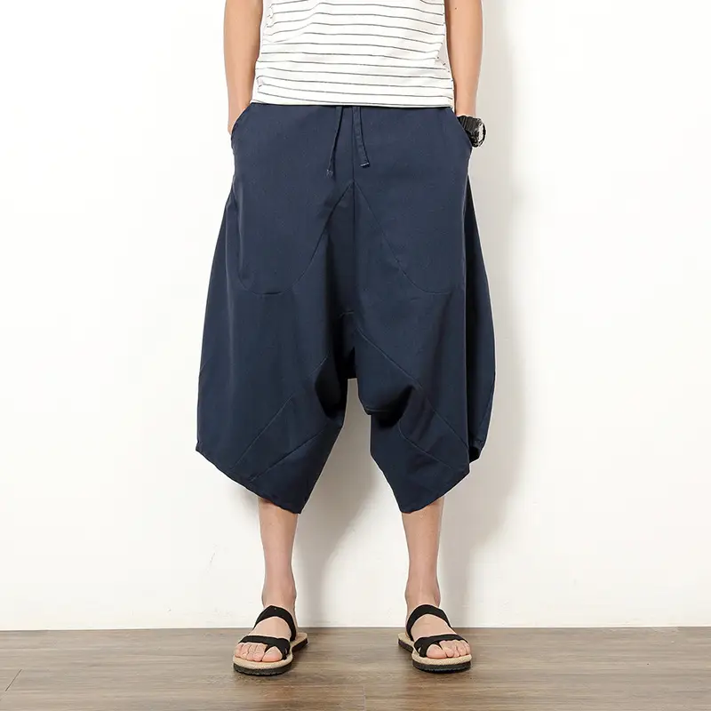 Thailand lantern pants men's summer wide leg cropped pants - Image 4