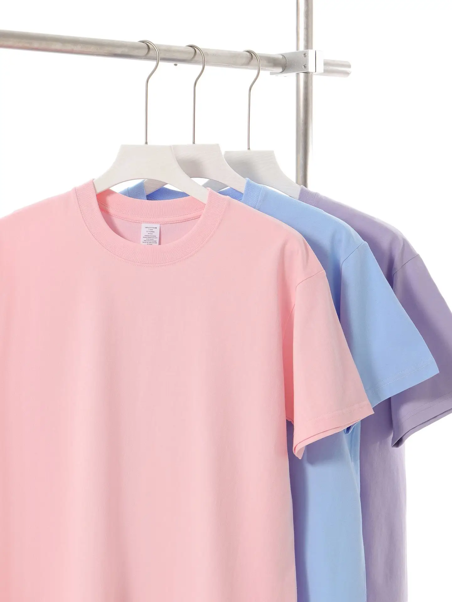 Women Heavyweight Cotton T-Shirt Blue Short Sleeve