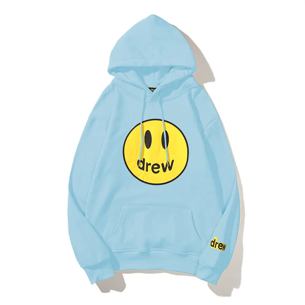 Drew Hoodie Gray with Smiley Graphic Men Women - Image 19