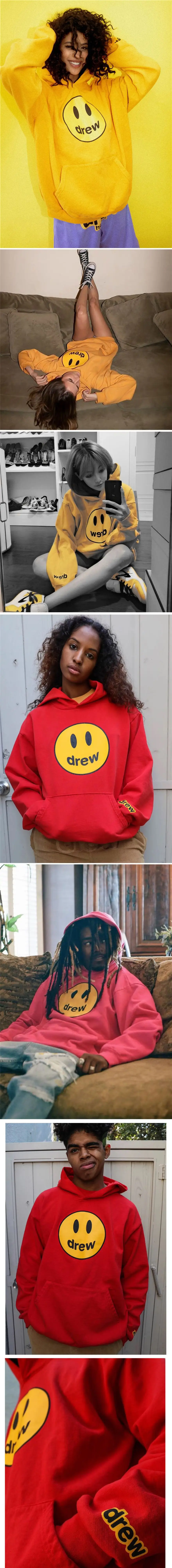 Drew Hoodie Gray with Smiley Graphic Men Women — feature 12