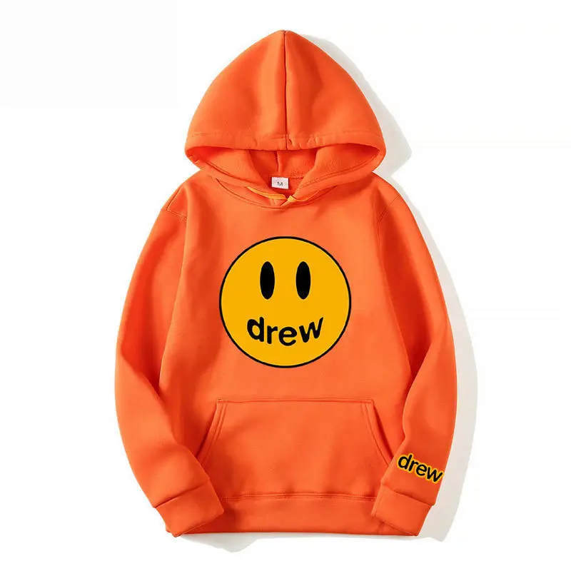 Drew Hoodie Gray with Smiley Graphic Men Women - Image 13