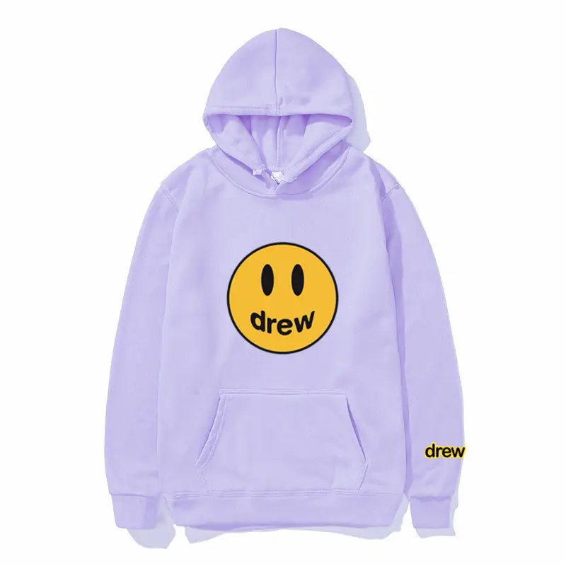 Drew Hoodie Gray with Smiley Graphic Men Women - Image 16