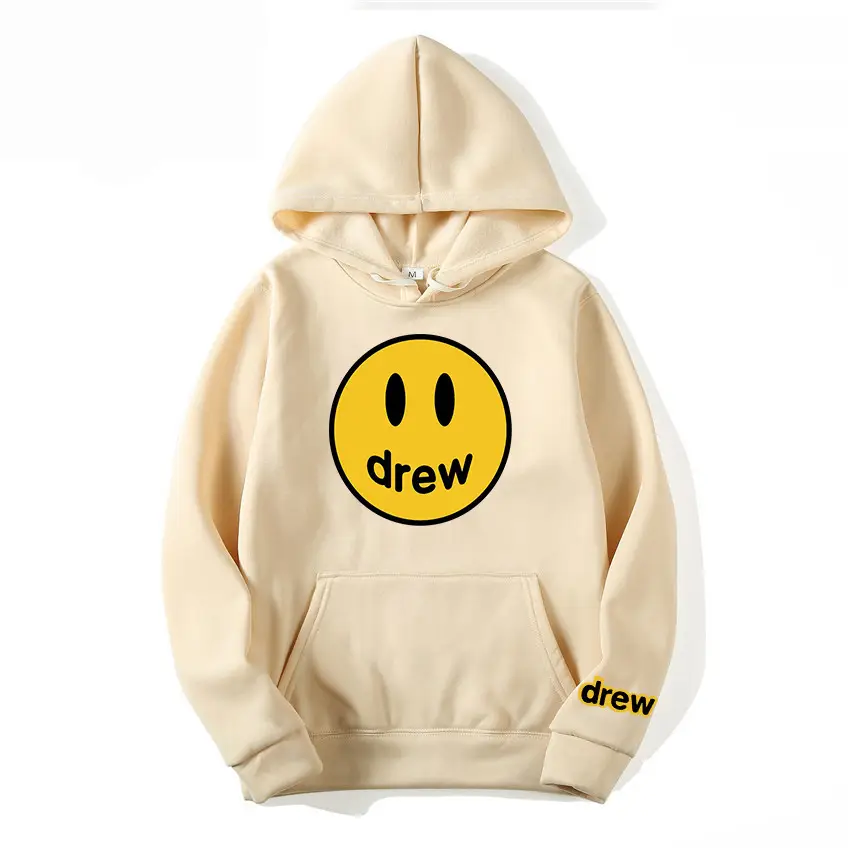 Drew Hoodie Gray with Smiley Graphic Men Women - Image 2