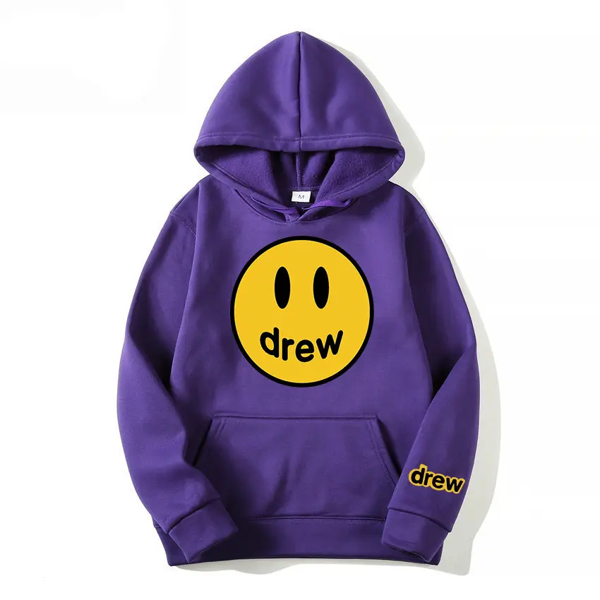 Drew Hoodie Gray with Smiley Graphic Men Women - Image 5