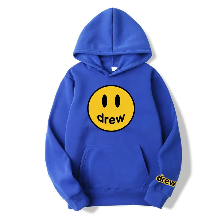 Drew Hoodie Gray with Smiley Graphic Men Women - Image 7