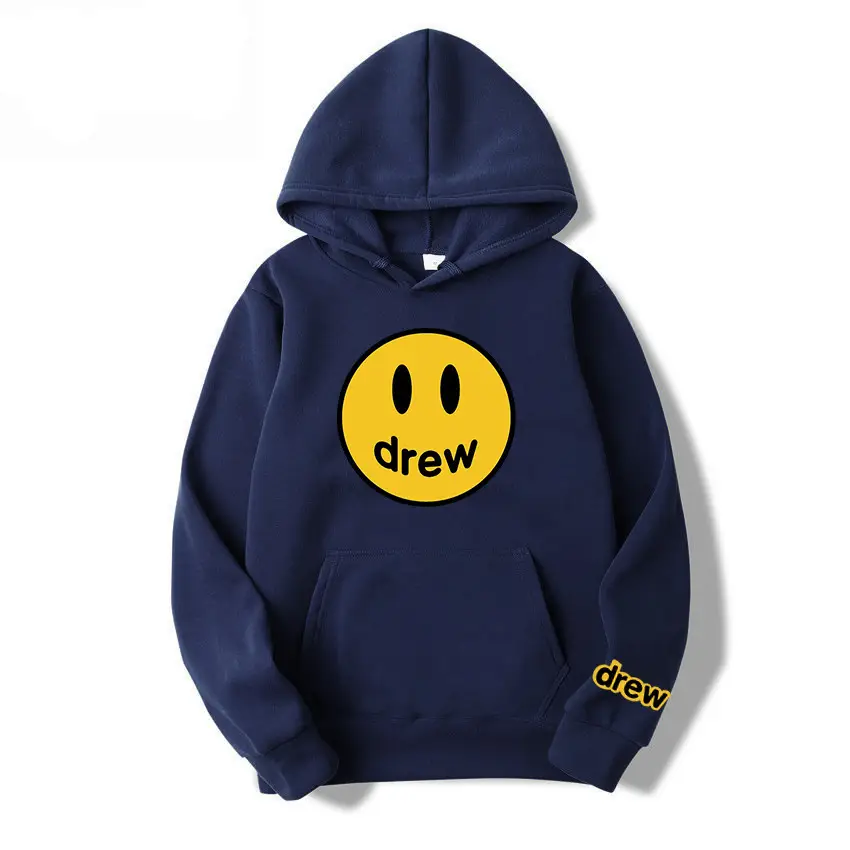 Drew Hoodie Gray with Smiley Graphic Men Women - Image 8
