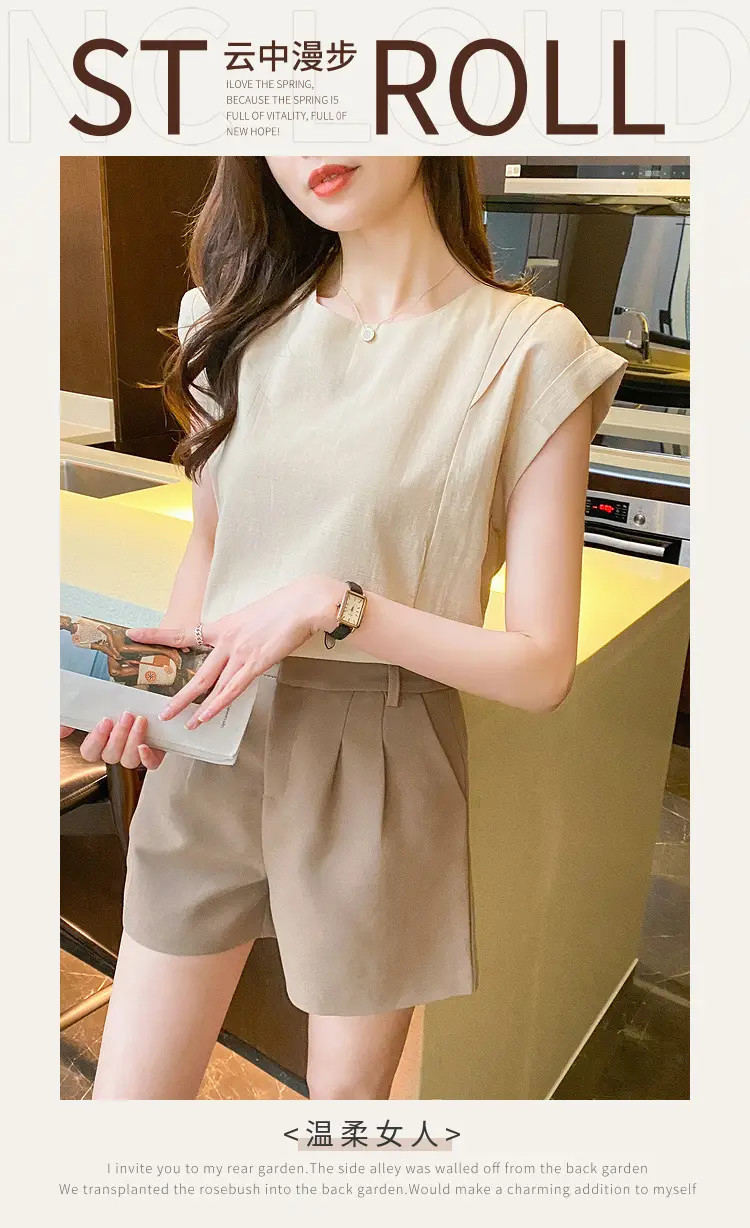 Korean Women 2022 Cotton Sleeveless Shirt White — feature 1
