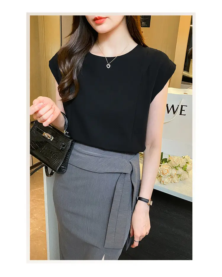 Korean Women 2022 Cotton Sleeveless Shirt White — feature 14