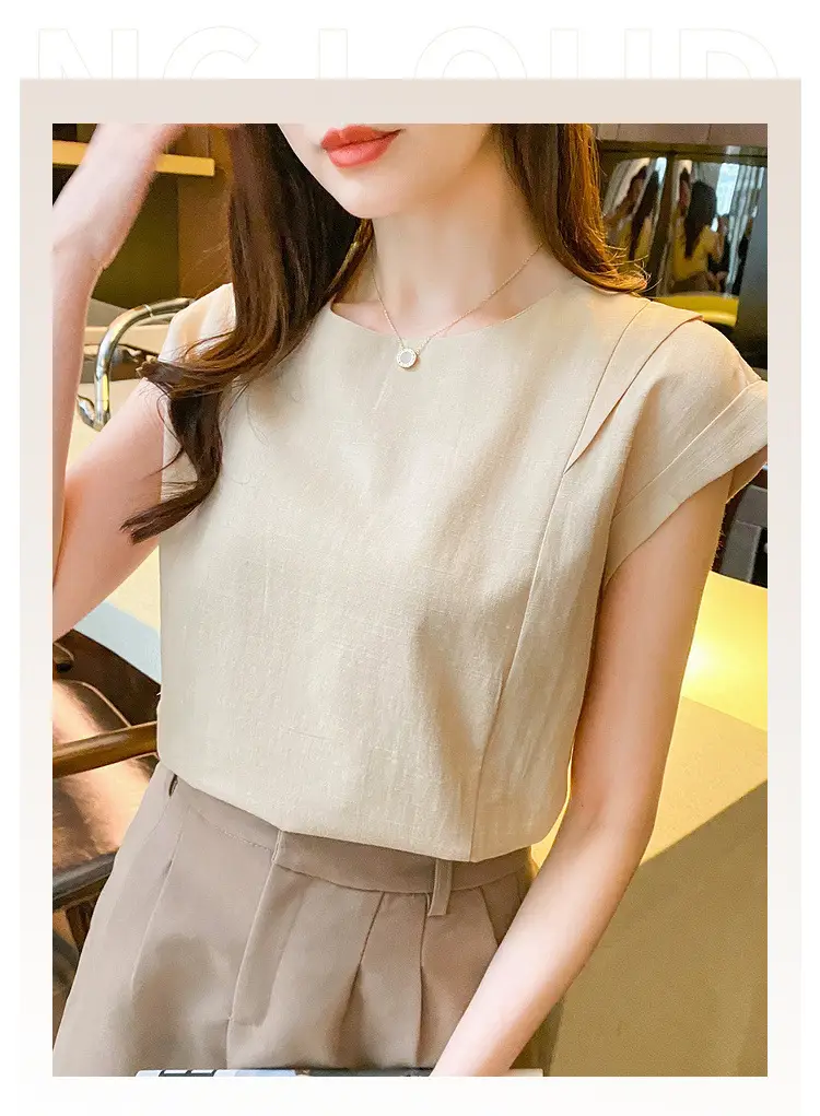 Korean Women 2022 Cotton Sleeveless Shirt White — feature 25