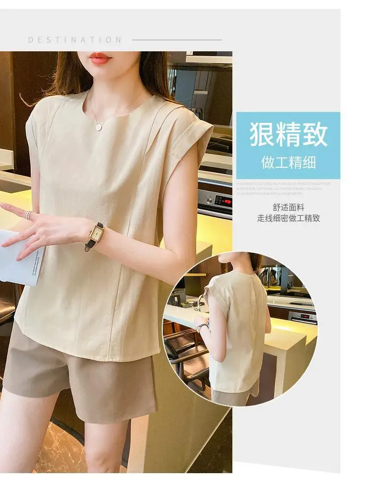 Korean Women 2022 Cotton Sleeveless Shirt White — feature 7