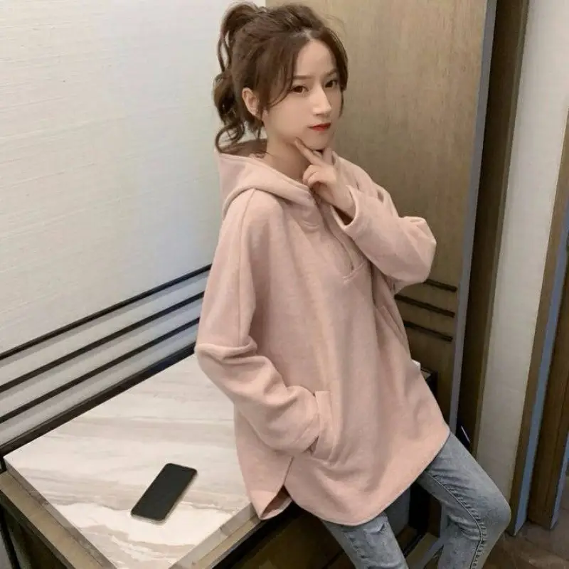 2025 Women's Grey Sweatshirt Lazy Style Thin Top - Image 7