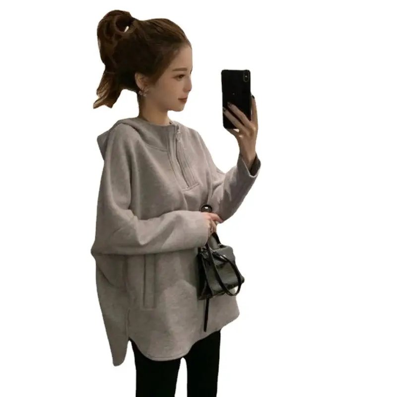 2025 Women's Grey Sweatshirt Lazy Style Thin Top - Image 9
